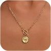 Gold Silver Necklace for Women with Dainty Cubic Zirconia Pendant Teardrop CZ Charm 14K Gold Sterling Silver Plated Adjustable Chain - Gold-Compass/paperclip toggle chain