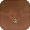 Gold Silver Necklace for Women with Dainty Cubic Zirconia Pendant Teardrop CZ Charm 14K Gold Sterling Silver Plated Adjustable Chain - Gold-CZ compass/cable chain