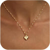 Gold Silver Necklace for Women with Dainty Cubic Zirconia Pendant Teardrop CZ Charm 14K Gold Sterling Silver Plated Adjustable Chain - Gold-Puffy heart/wave chain