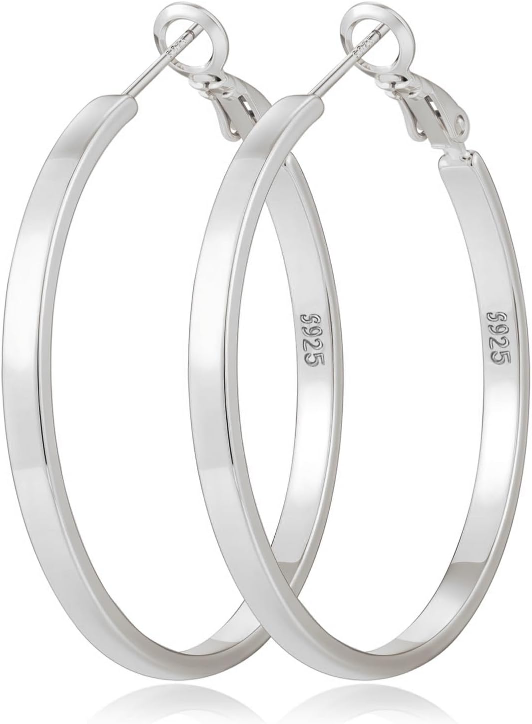 Lightweight 925 Sterling Silver Post Hoop Earrings for Women - main view