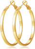 Lightweight 925 Sterling Silver Post Hoop Earrings for Women - 60mm Gold