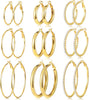 12 Pairs Gold Hoop Earrings Set for Women, Lightweight Hoop Jewelry - gold-CZ