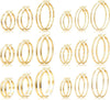 12 Pairs Gold Hoop Earrings Set for Women, Lightweight Hoop Jewelry - gold-18PCS