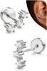 Cartilage Earrings for Women Flat Back-925 Sterling Silver Post Stud Flatback Earrings -20G Ear Crawler Climber Cartilage Earring Tragus Conch Helix - Silver Tone-Classic Climber