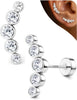 Cartilage Earrings for Women Flat Back-925 Sterling Silver Post Stud Flatback Earrings -20G Ear Crawler Climber Cartilage Earring Tragus Conch Helix - Silver Tone-Bezel CZ