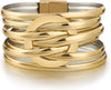 Leather Wrap Bracelets for Women Boho Layered Cuff Bangle with Multi layer Leather Cuff Daily wear Stackable Bangle Easy on off Western - Gold-9