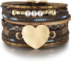 Leather Wrap Bracelets for Women Boho Layered Cuff Bangle with Multi layer Leather Cuff Daily wear Stackable Bangle Easy on off Western - Brown-1