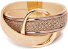 Leather Wrap Bracelets for Women Boho Layered Cuff Bangle with Multi layer Leather Cuff Daily wear Stackable Bangle Easy on off Western - Gold-2