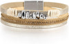Leather Wrap Bracelets for Women Boho Layered Cuff Bangle with Multi layer Leather Cuff Daily wear Stackable Bangle Easy on off Western - Beige-2
