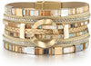 Leather Wrap Bracelets for Women Boho Layered Cuff Bangle with Multi layer Leather Cuff Daily wear Stackable Bangle Easy on off Western - Boho-2