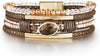Leather Wrap Bracelets for Women Boho Layered Cuff Bangle with Multi layer Leather Cuff Daily wear Stackable Bangle Easy on off Western - Brown-2
