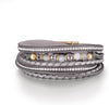 Leather Wrap Bracelets for Women Boho Layered Cuff Bangle with Multi layer Leather Cuff Daily wear Stackable Bangle Easy on off Western - Grey-1