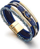 Leather Wrap Bracelets for Women Boho Layered Cuff Bangle with Multi layer Leather Cuff Daily wear Stackable Bangle Easy on off Western - view 2