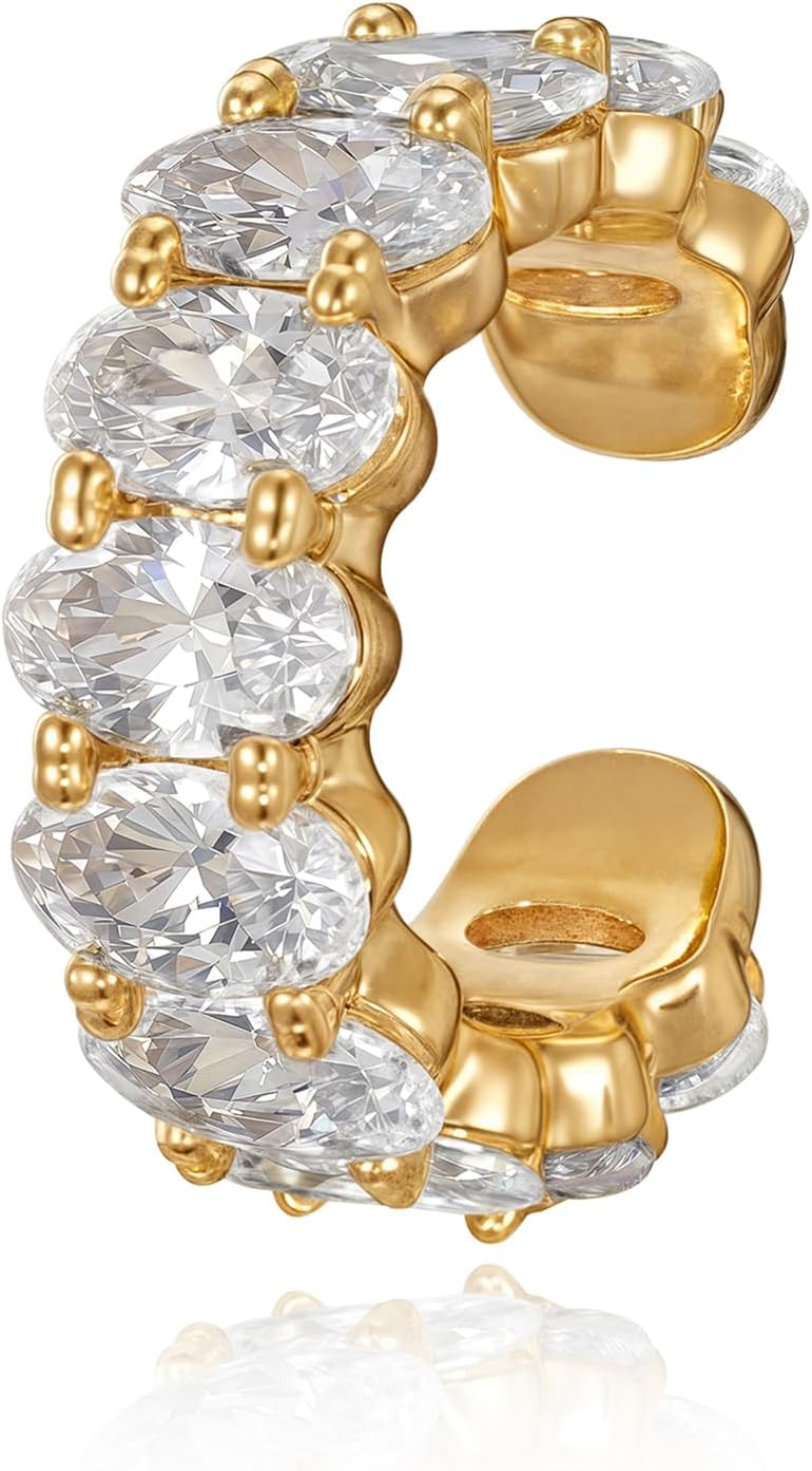 Ear Cuffs Non Piercing for Women 14K Gold Plated Ear Cuff Earrings Colorful Cubic Zirconia Paved Trendy Cartilage Earring Jewelry Single - main view