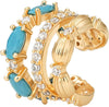 Ear Cuffs Non Piercing for Women 14K Gold Plated Ear Cuff Earrings Colorful Cubic Zirconia Paved Trendy Cartilage Earring Jewelry Single - Turquoise