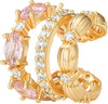 Ear Cuffs Non Piercing for Women 14K Gold Plated Ear Cuff Earrings Colorful Cubic Zirconia Paved Trendy Cartilage Earring Jewelry Single - Pink