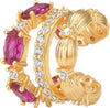 Ear Cuffs Non Piercing for Women 14K Gold Plated Ear Cuff Earrings Colorful Cubic Zirconia Paved Trendy Cartilage Earring Jewelry Single - Rose