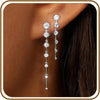 Gold Silver Dangle Drop Diamond Wedding Prom Earrings for Women - main view