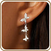 Gold Silver Dangle Drop Diamond Wedding Prom Earrings for Women - D-1 pair butterfly silver