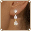 Gold Silver Dangle Drop Diamond Wedding Prom Earrings for Women - F-1 pair gold