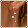 Gold Silver Dangle Drop Diamond Wedding Prom Earrings for Women - I-1 pair flower silver