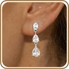 Gold Silver Dangle Drop Diamond Wedding Prom Earrings for Women - F-1 pair silver