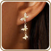 Gold Silver Dangle Drop Diamond Wedding Prom Earrings for Women - D-1 pair butterfly gold