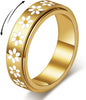 Daisy Fidget Ring for Anxiety Relief - 18K Gold Plated Spinner Band for Stress Relief, Stainless Steel Statement Flower Ring for Women, Thoughtful - main view