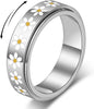 Daisy Fidget Ring for Anxiety Relief - 18K Gold Plated Spinner Band for Stress Relief, Stainless Steel Statement Flower Ring for Women, Thoughtful - Daisy Fidget Ring_Silver Size 10