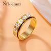Daisy Fidget Ring for Anxiety Relief - 18K Gold Plated Spinner Band for Stress Relief, Stainless Steel Statement Flower Ring for Women, Thoughtful - view 5