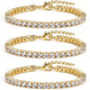 925 Sterling Silver Bracelets for Women Stack with Tennis Bangle Cuff Jewelry Set 14K Gold Plated Adjustable Bracelet Set for Wrist Essentials Women - Gold_4mm Tennis Bracelet 3 PCS