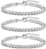 925 Sterling Silver Bracelets for Women Stack with Tennis Bangle Cuff Jewelry Set 14K Gold Plated Adjustable Bracelet Set for Wrist Essentials Women - Silver_4mm Tennis Bracelet 3 PCS