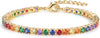 925 Sterling Silver Bracelets for Women Stack with Tennis Bangle Cuff Jewelry Set 14K Gold Plated Adjustable Bracelet Set for Wrist Essentials Women - Gold_Rainbow Tennis Bracelet