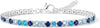 925 Sterling Silver Bracelets for Women Stack with Tennis Bangle Cuff Jewelry Set 14K Gold Plated Adjustable Bracelet Set for Wrist Essentials Women - Silver_Blue Tennis Bracelet