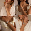 925 Sterling Silver Bracelets for Women Stack with Tennis Bangle Cuff Jewelry Set 14K Gold Plated Adjustable Bracelet Set for Wrist Essentials Women - view 5