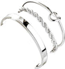 925 Sterling Silver Bracelets for Women Stack with Tennis Bangle Cuff Jewelry Set 14K Gold Plated Adjustable Bracelet Set for Wrist Essentials Women - Silver_Bangle Bracelet Set