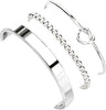 925 Sterling Silver Bracelets for Women Stack with Tennis Bangle Cuff Jewelry Set 14K Gold Plated Adjustable Bracelet Set for Wrist Essentials Women - Silver_Bangle Bracelet Set 02