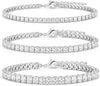 925 Sterling Silver Bracelets for Women Stack with Tennis Bangle Cuff Jewelry Set 14K Gold Plated Adjustable Bracelet Set for Wrist Essentials Women - Silver_2/3/4mm Square Tennis Bracelets