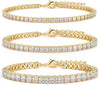 925 Sterling Silver Bracelets for Women Stack with Tennis Bangle Cuff Jewelry Set 14K Gold Plated Adjustable Bracelet Set for Wrist Essentials Women - Gold_2/3/4mm Square Tennis Bracelets