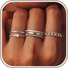 14K Gold Plated Stackable Rings for Women Statement Band Ring Set Size 5-11 - Silver Color 7