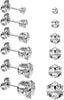 6/12 Pairs Silver Gold Stainless Steel Stud Earrings Set for Women - main view