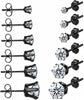 6/12 Pairs Silver Gold Stainless Steel Stud Earrings Set for Women - Black-6Pairs