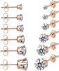 6/12 Pairs Silver Gold Stainless Steel Stud Earrings Set for Women - Rose Glod-6Pairs
