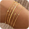 Gold Bracelets for Women with 14K Gold Plated Stackable Bracelet Stack Set Adjustable Charm Paperclip Chain Snake Link Layered Jewelry - main view