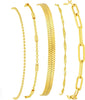 Gold Bracelets for Women with 14K Gold Plated Stackable Bracelet Stack Set Adjustable Charm Paperclip Chain Snake Link Layered Jewelry - Bracelets Set /5 Gold