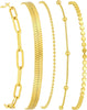 Gold Bracelets for Women with 14K Gold Plated Stackable Bracelet Stack Set Adjustable Charm Paperclip Chain Snake Link Layered Jewelry - Bracelets Set /3 Gold