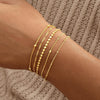 Gold Bracelets for Women with 14K Gold Plated Stackable Bracelet Stack Set Adjustable Charm Paperclip Chain Snake Link Layered Jewelry - view 3