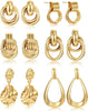 6 Pairs Chunky Gold Plated Knot Earrings for Women - main view