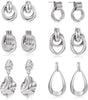 6 Pairs Chunky Gold Plated Knot Earrings for Women - silver
