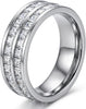 Dazzling Cubic Zirconia Band Ring for Women, Stainless Steel Titanium Women Finger Thumb Ring in Silver/Gold Tone, Wedding Eternity Band Infinity - main view